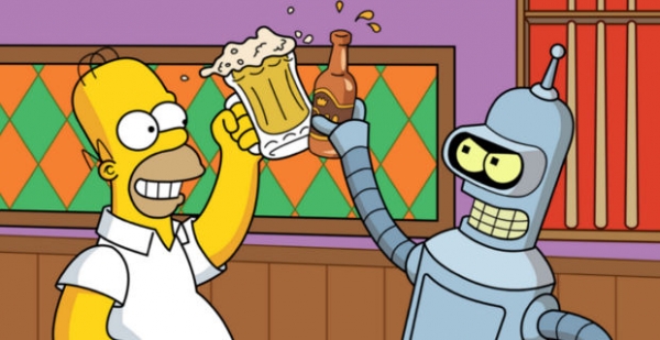 Imagen promocional del crossover de Los Simpson y Futurama.