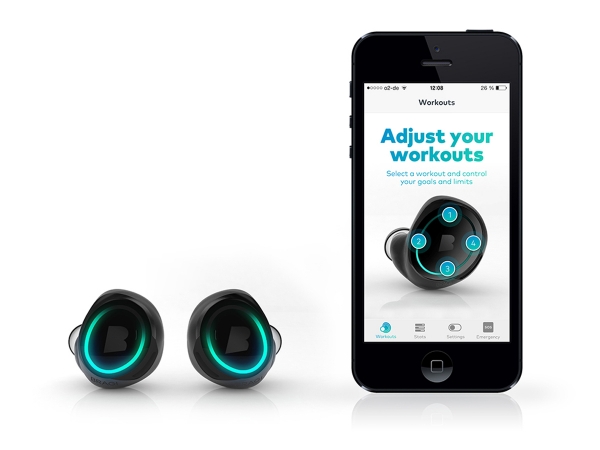 Los futuristas auriculares, controlados por el iPhone. También hay versión para iOS, aunque en su planteamiento sci-fi pueden funcionar de forma autónoma gracias a su memoria interna.